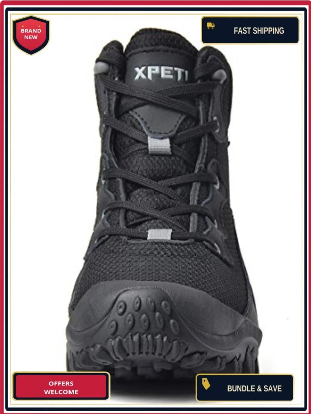 Waterproof Hiking Boots Non Slip Ankle High Durable Rubber Sole Lace Up